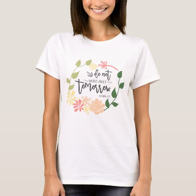 T-shirt joli verset Bible Floral wreath main letting chic (Devant)