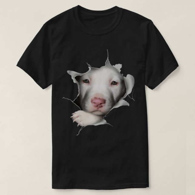T-shirt Joli visage blanc Pitbull à l'intérieur de moi ama (Design devant)