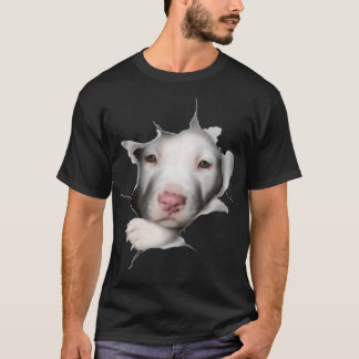 T-shirt Joli visage blanc Pitbull à l'intérieur de moi ama