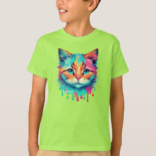T-shirt Joli visage de chat Design multicolore