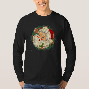 T-shirt Joli visage de Père Noël de Noël vintage Cadeaux d