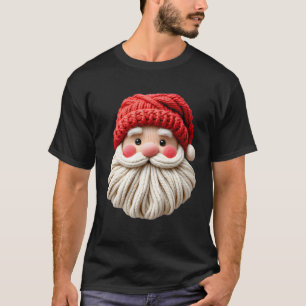 T-shirt Joli visage de Père Noël en fil de laine pour Noël
