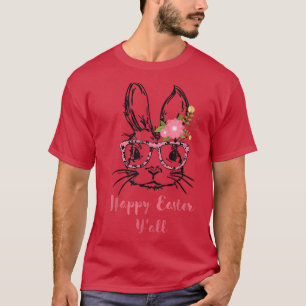 T-shirt Joli Visage Lapin Avec Lunettes Empreinte de léopa