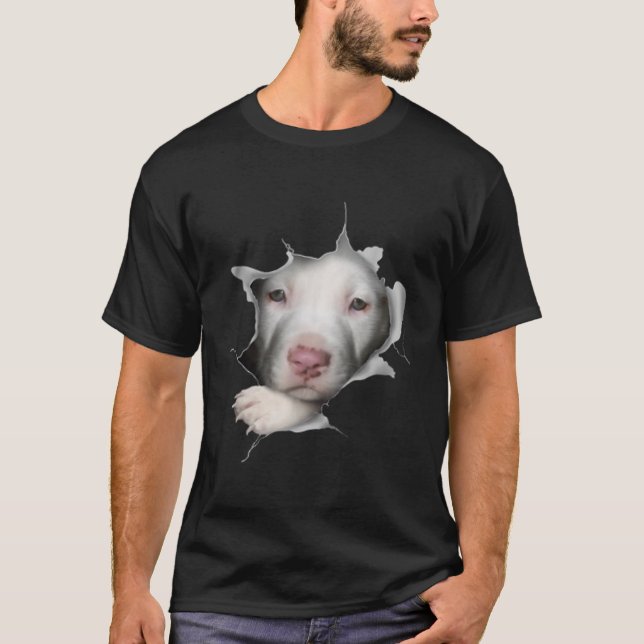 T-shirt Joli Visage Pitbulle Blanc À L'Intérieur De Moi (Devant)