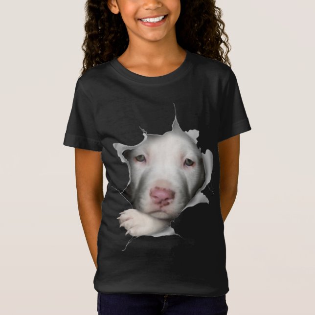 T-Shirt Joli Visage Pitbulle Blanc À L'Intérieur De Moi (Devant)