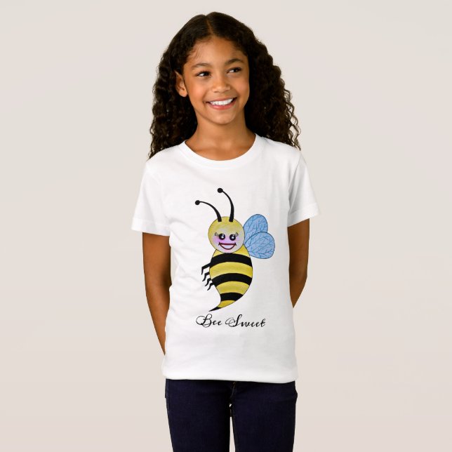 T-Shirt Jolie Abeille Aquarelle Avec Un Bon Sourire (Devant entier)