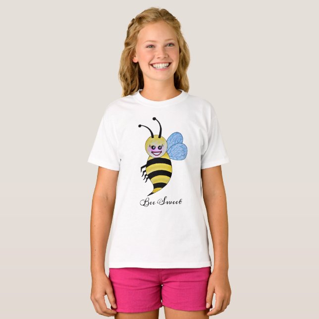 T-shirt Jolie Abeille Aquarelle Avec Un Bon Sourire (Devant entier)