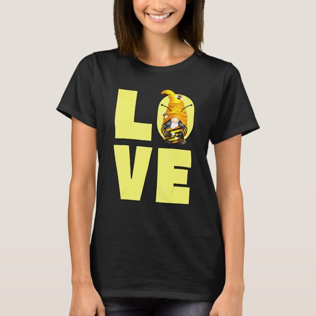T-shirt Jolie Abeille Gnome Pour Les Femmes Coeur Et Amour (Devant)