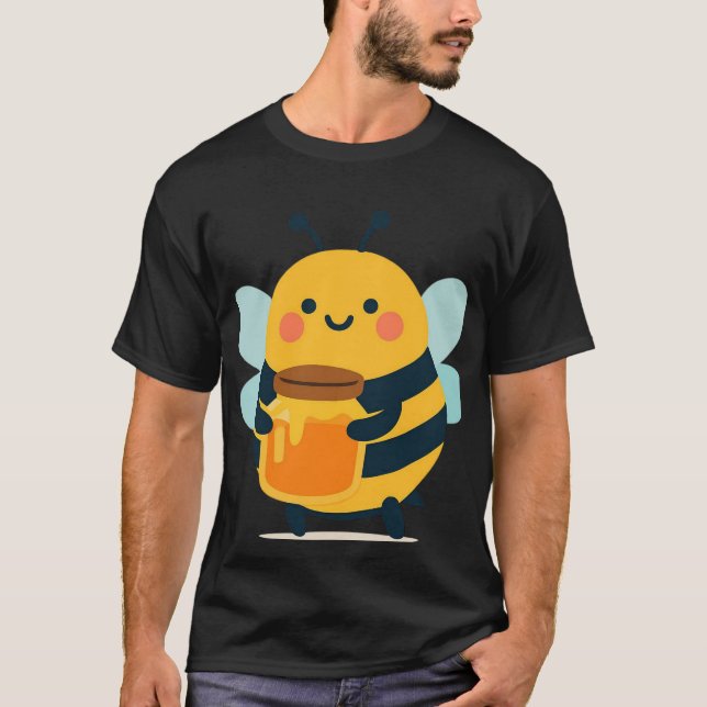 T-shirt Jolie abeille tenant un pot de miel (Devant)