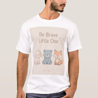 T-shirt Jolie affiche de lapin ours renard Sois courageux 
