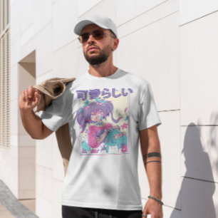 T-shirt Jolie Anime Girl Avec Ponytails