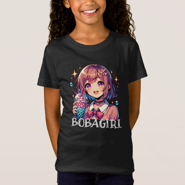 T-Shirt Jolie Anime Girl tenant Bubble Tea (Devant)