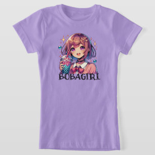 T-Shirt Jolie Anime Girl tenant Bubble Tea