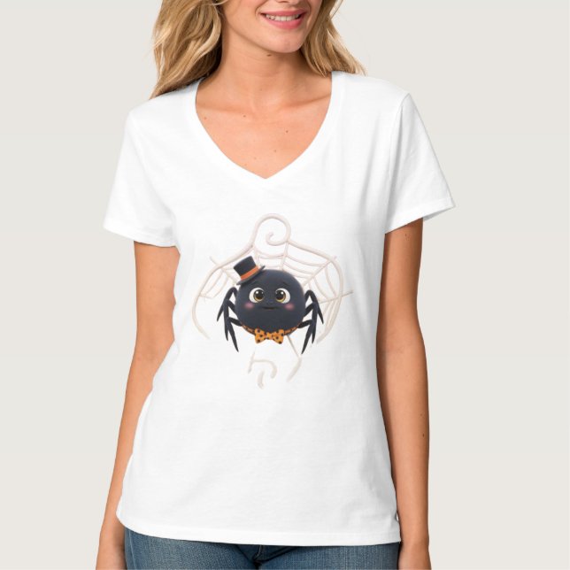 T-shirt Jolie araignée de dessin animé avec chapeau supéri (Devant)