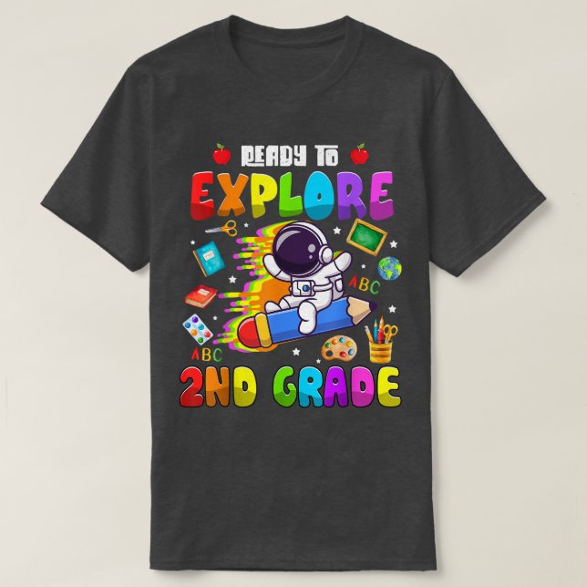 T-shirt Jolie astronaute garçons filles prêtes à explorer  (Design devant)