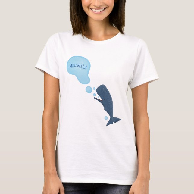 T-shirt Jolie baleine à sperme soufflant bulles dessin (Devant)