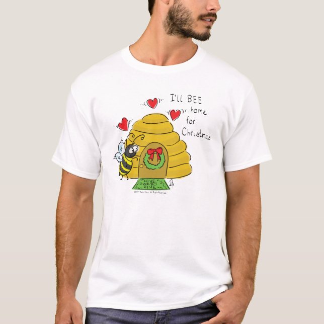 T-shirt Jolie Bee Christmas Drôle Cartoon de vacances (Devant)