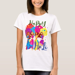 T-shirt Jolie BFF filles jouant Holi