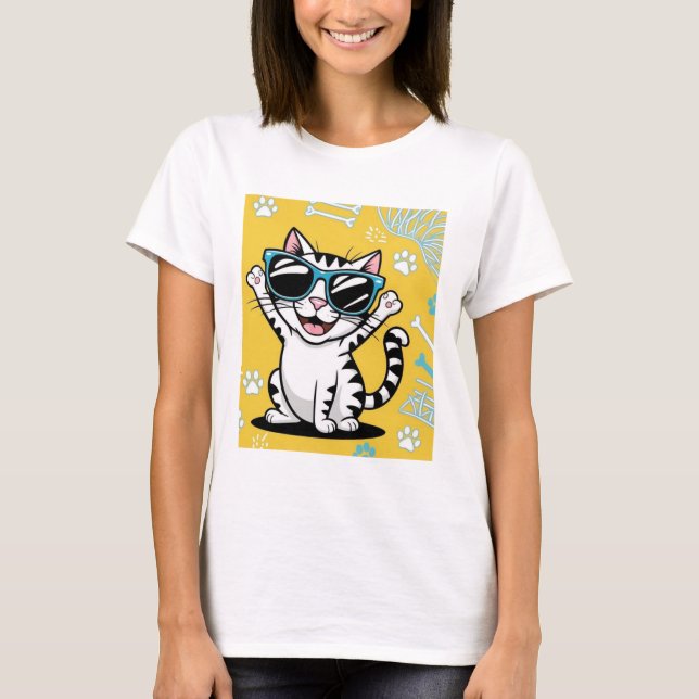 T-shirt Jolie blague de chatte lunettes de soleil (Devant)