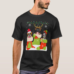 T-shirt Jolie boîte de Noël En Sock Xmas Reindeer Père Noë