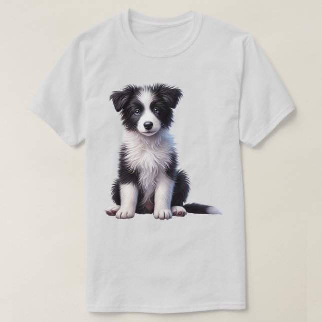 T-shirt Jolie Bordure Collie Puppy (Design devant)