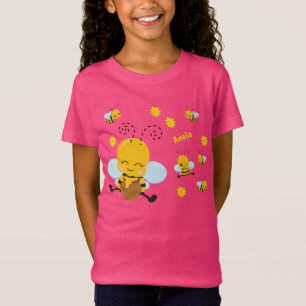T-Shirt Jolie Bumble Bee avec Fleurs Rose