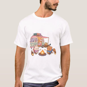 T-shirt Jolie camionnette de camping feu de camp guimauve