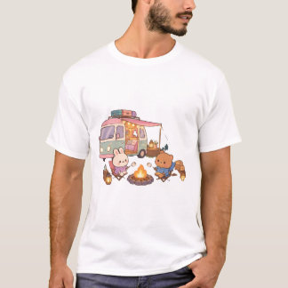 T-shirt Jolie camionnette de camping feu de camp guimauve
