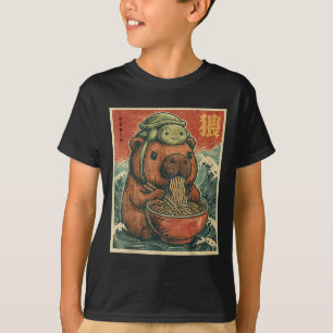 T-shirt Jolie Capybara Et Turtle Sac À Dos Ramen Kawaii Ca