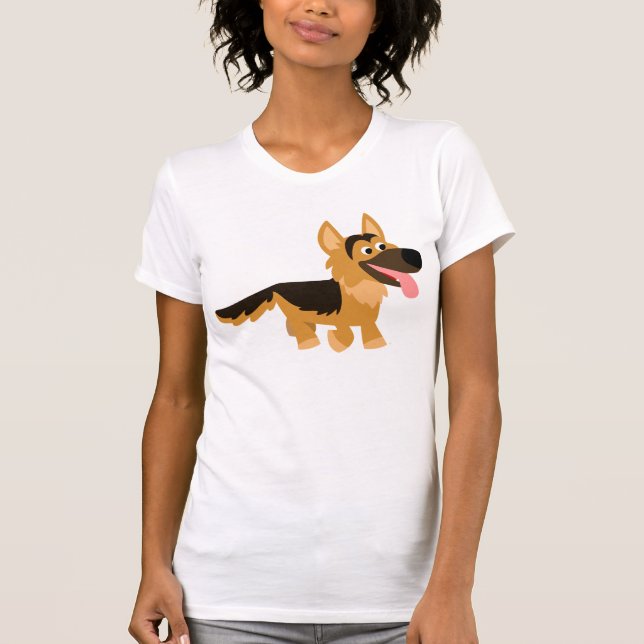 T-shirt Jolie caricature allemande Berger Chien Femme T-sh (Devant)