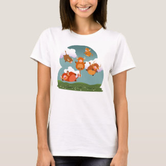 T-shirt Jolie caricature Floating Highland Vaches Femme T-