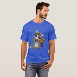 T-shirt Jolie Cartoon Raccoon Jouer du violon