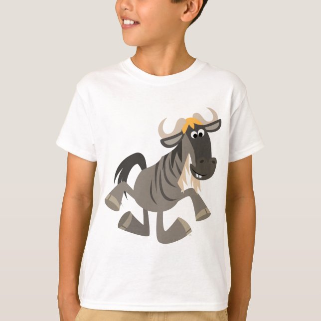 T-shirt Jolie Cartoon Tap Danser Wildebeest Enfants T-shir (Devant)