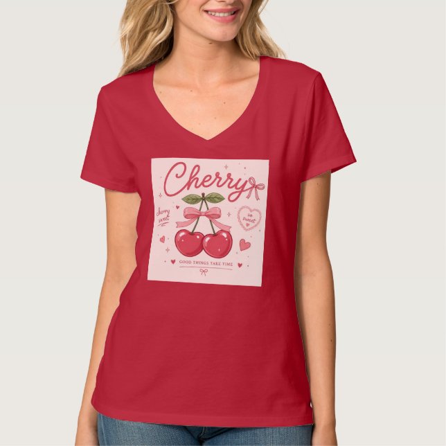 T-shirt Jolie Cerise  (Devant)