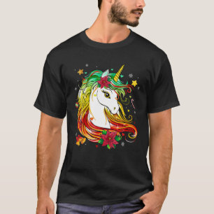 T-shirt Jolie Chemise de Noël Filles Femmes Noël Unicorn C