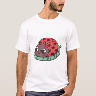 T-shirt Jolie coccinelle avec des points de coeur noirs