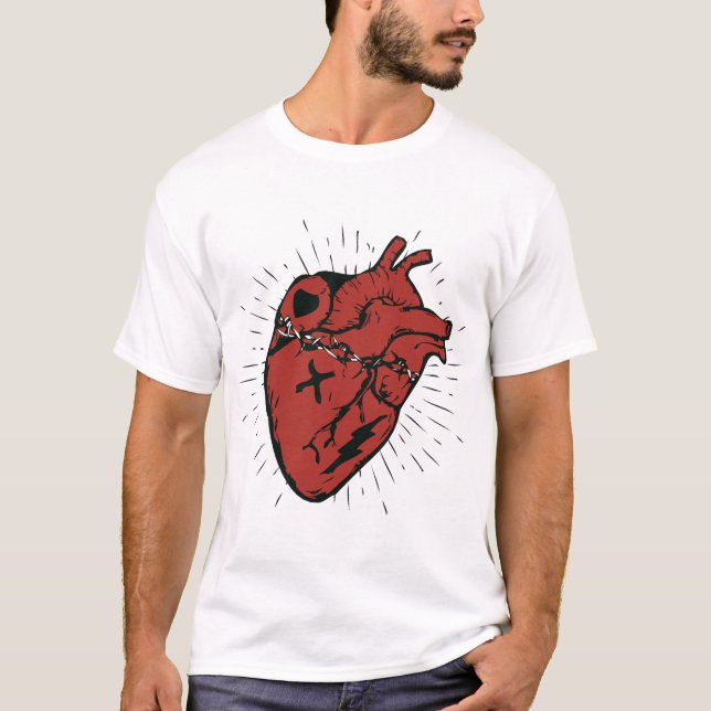 T-shirt Jolie coeur design tattoo old school (Devant)