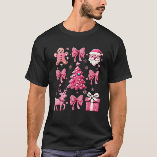 T-shirt Jolie conception Coquette Bow rose sapin de Noël F (Devant)