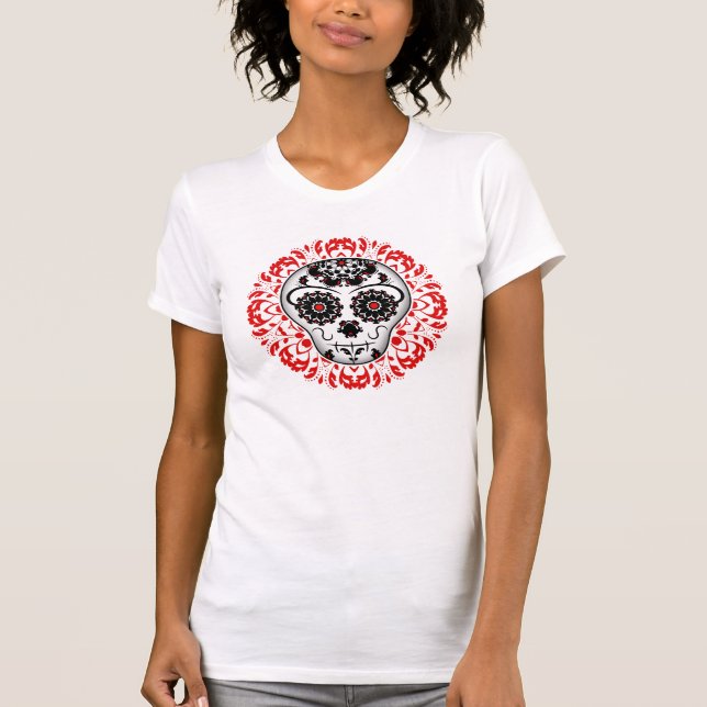 T-shirt Jolie conception de crâne de sucre (Devant)