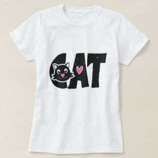 T-shirt Jolie conception de typographie de chat noir
