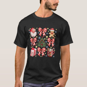 T-shirt Jolie Coquette Noël Bow Santa Claus Hot Cocoa