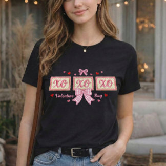 T-shirt Jolie Coquette Rose à Carreaux XOXO Saint-Valentin