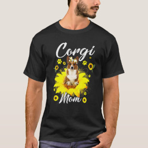 T-shirt Jolie Corgi Maman Fleur de soleil avec chien Paw M