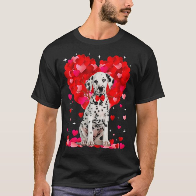 T-shirt Jolie Dalmatie Chien Valentines Jour Coeur Chiot A (Devant)