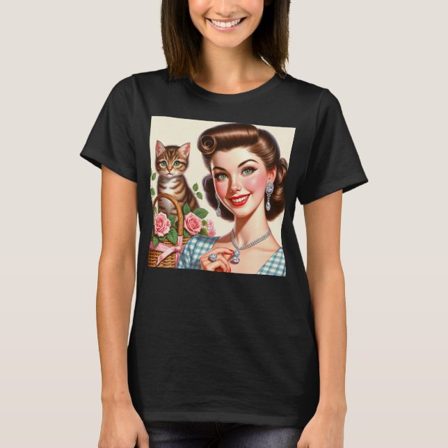 T-shirt Jolie Dame aux Chats (Devant)