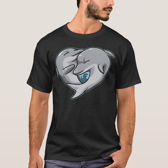T-shirt Jolie dauphins Couple forme coeur Aimer animaux (Devant)
