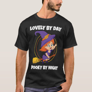 T-shirt Jolie De Jour Éffrayant De Nuit Sorcière Enfant Fi
