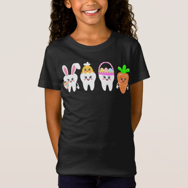 T-Shirt Jolie dent Panier de Pâques Carotte Bunny Chick de (Devant)