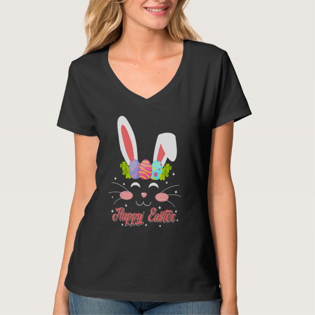 T-shirt Jolie Easter Tee Rabbit Face Joyeux Pâques Garçons (Devant)