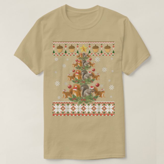 T-shirt Jolie écureuil Noël Arbre cadeau Décor Vilain Noël (Design devant)